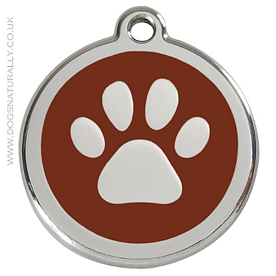 Brown Paw Print Dog ID Tags (3x sizes)